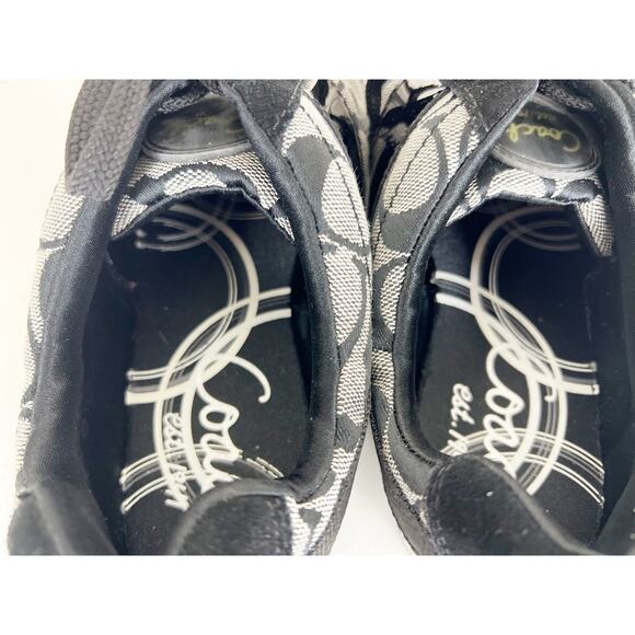 Coach Hadley Monogram Signature Jacquard Suede Sneakers Black White Size 8.5 M - Picture 10 of 16